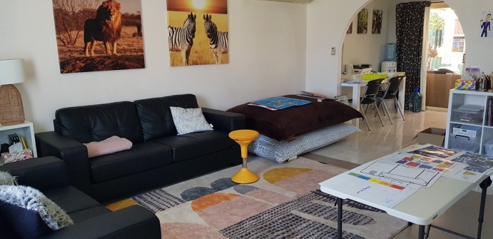 Image of living room with couches and a table